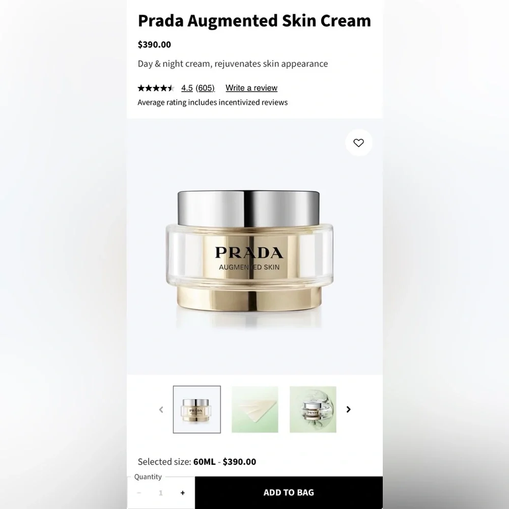 NEW 2xPrada Augmented Skin Cream 15ML